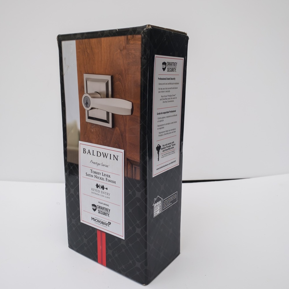 Baldwin Torrey Lever Keyed Entry Satin Nickel Prestige Series SmartKey 93540-018